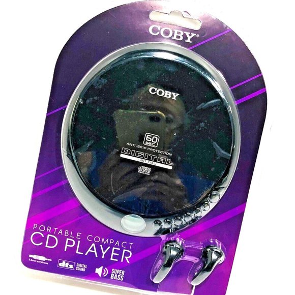 COBY Portable Compact CD Player Ear Phones Slim LCD Display Anti Skip NEW - Picture 1 of 5